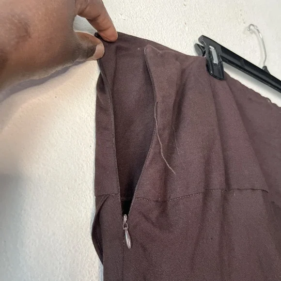 NY Collection Woman Linen Blend Asymmetrical Flowy Lagenlook Brown Skirt 1X - Picture 8 of 11